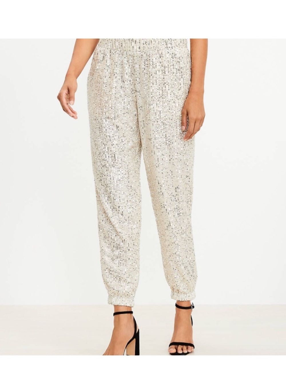 Ann Taylor Loft Champagne Sequin Joggers